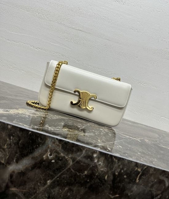 Celine TRIOMPHE CANVAS Grained Calfskin Chain Shoulder Bag 197993
