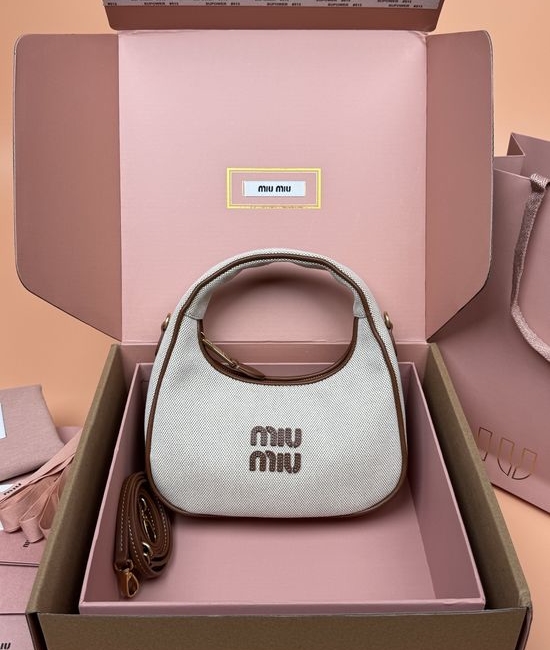 Miu Miu Wander Canvas Hobo Handbag 5BC125