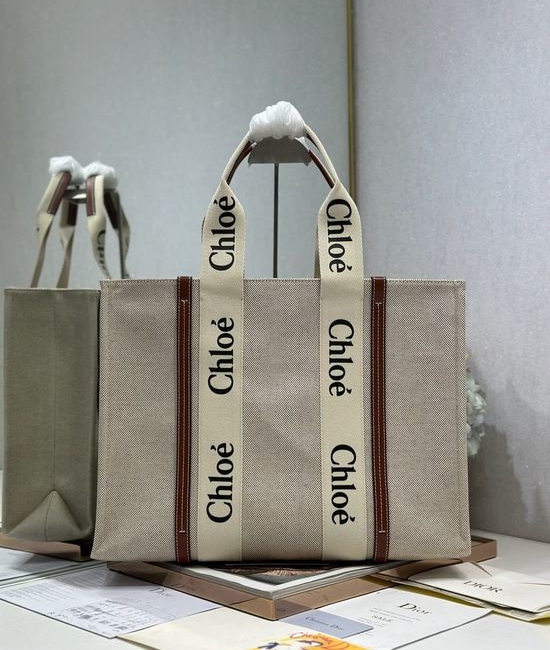 Chloe Woody Tote Bag Brown Large 6691
