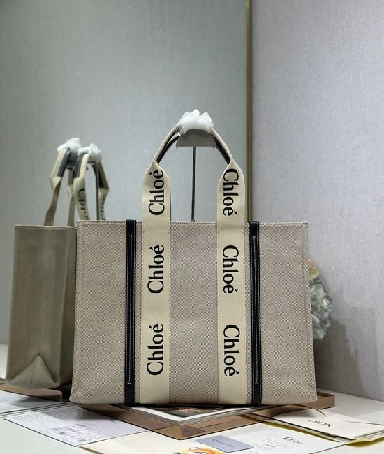 Chloe Woody Tote Bag Blue Large 6691