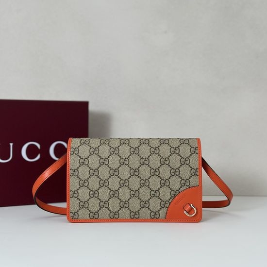 Gucci Small Satchel Bag Brown Orange 820688