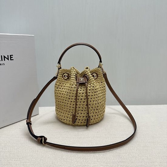 Celine Teen Clara Woven Leather Trim Bag 122622