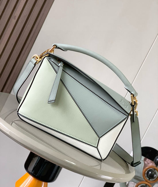 Loewe Puzzle Grey White Geometric Handbag 9005