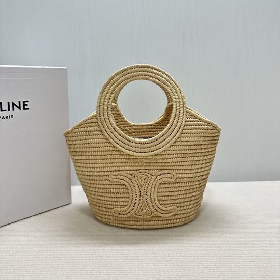 Celine Raffia Woven Basket Tote Bag 121922