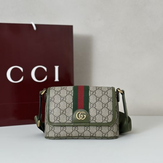 Gucci Crossbody Bag Coffee Green 838599
