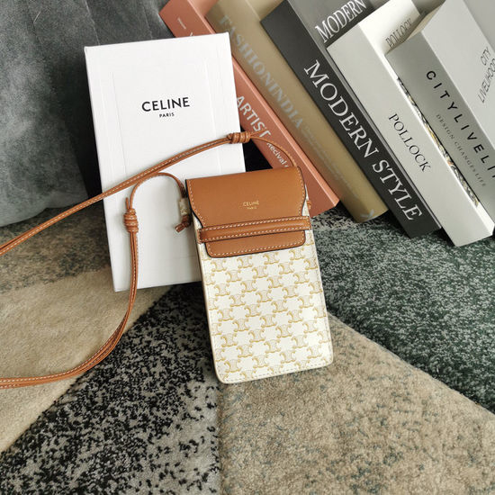 Celine Monogram Lambskin Flap Phone Bag 10G332