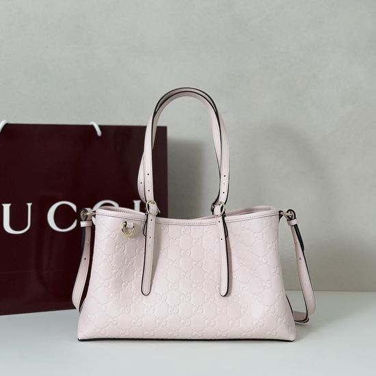 Gucci Embossed Leather Shoulder Bag Pink 815214