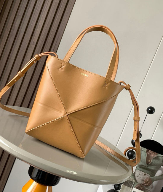 Loewe Puzzle Fold Mini Shiny Leather Tote Bag 9030