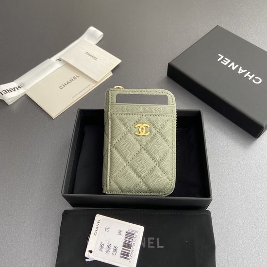 Chanel Zip-around Card Holder Grained Leather 1650