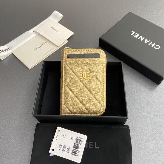 Chanel Zip-around Card Holder Grained Leather 1650