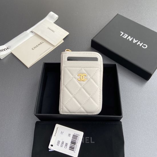 Chanel Zipper Card Holder Caviar Leather 1650