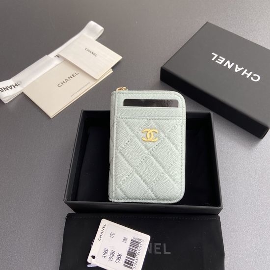 Chanel Zipper Card Holder Caviar Leather 1650