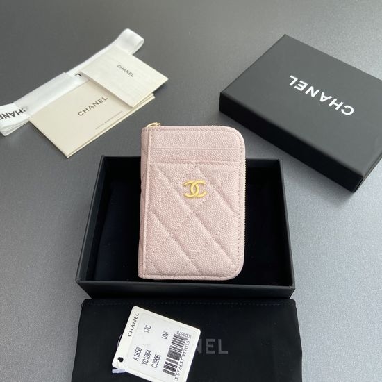 Chanel Zipper Card Holder Caviar Leather 1650