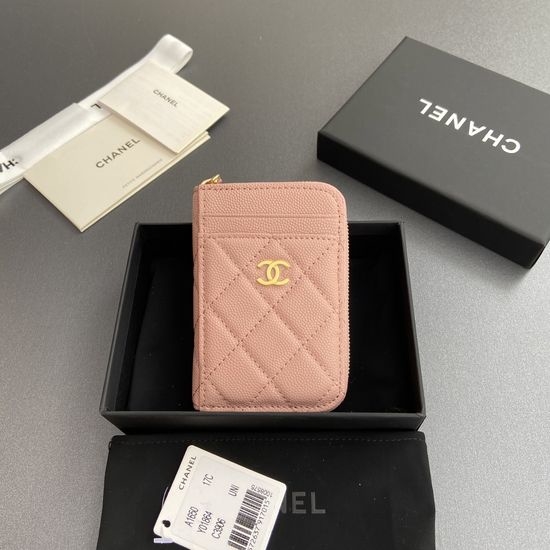 Chanel Zipper Card Holder Caviar Leather 1650