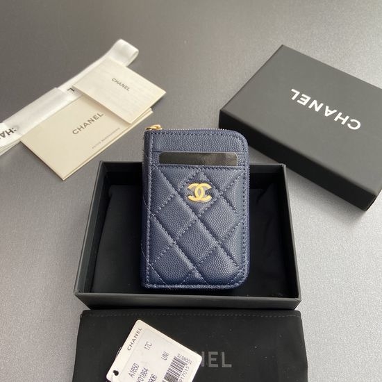 Chanel Zip-around Card Holder Grained Leather 1650