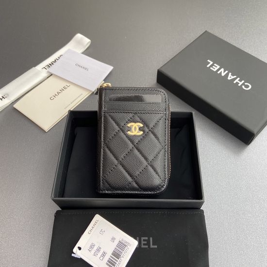 Chanel Caviar Leather Zipper Card Holder 1650