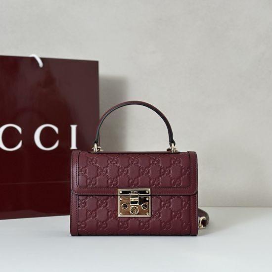 Gucci Burgundy Embossed Shoulder Bag 848884
