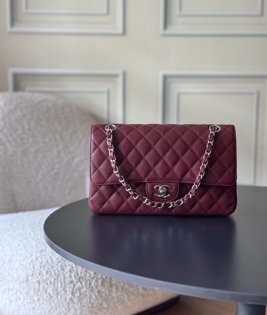 Chanel Classic Flap Litchi Grain Gold Buckle Bag 1112