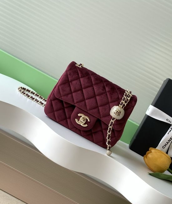 Chanel Diamond Ball CF Velvet Bag Durable 11604