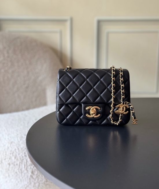 Chanel Square Fat Double Logo Adjustable Chain Bag 5758