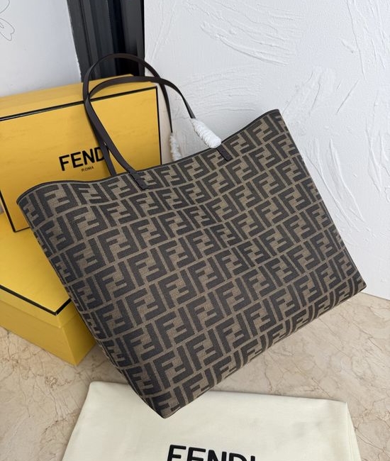 Fendi Pequin Stripe FF Jacquard Shopping Tote 3680