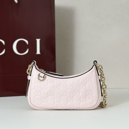 Gucci Handbag Light Pink Embossed Logo 847091