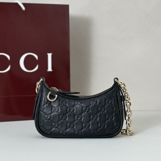 Gucci Handbag Black Embossed Logo 847091