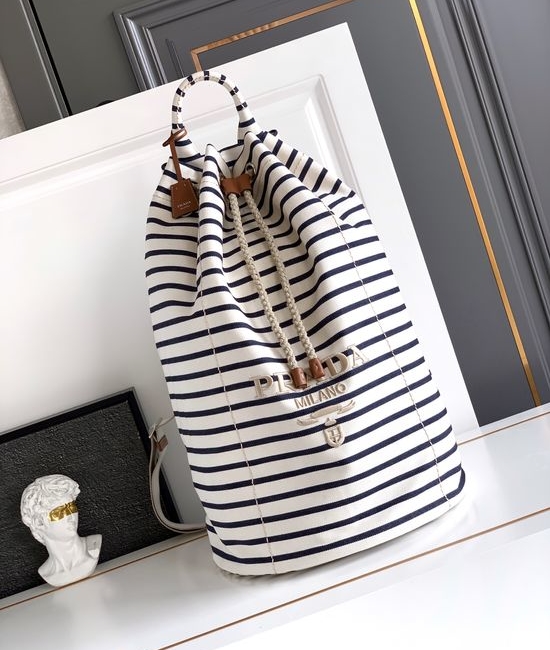 Prada Striped Drawstring Travel Bag 2VY011