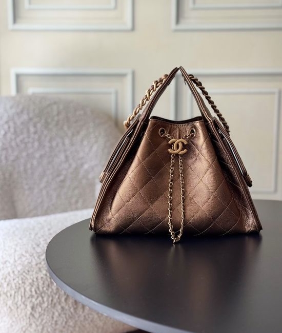 Chanel AS5293 Quilted Black Gold Chain Tote 15981