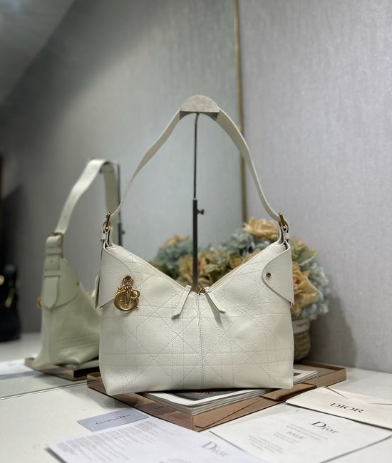 Christian Dior CD Voyage Medium White Grained Bag 2845