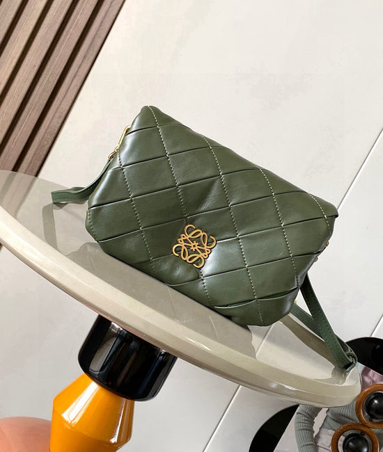 Loewe Puffer Goya Mini Nappa Leather Bag 9077 Bottle Green