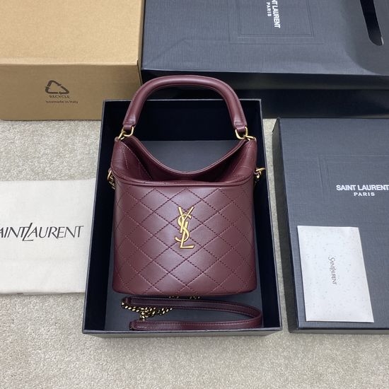 Yves Saint Laurent YSL Gaby Quilted Sheepskin Bucket Bag 763971