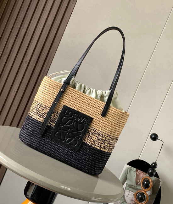 Loewe Basket Woven Raffia Small Handbag 8001