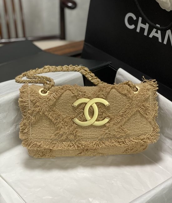 Chanel Woven Flannel Large Logo Tote Bag