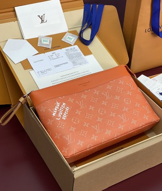 Louis Vuitton LV Pochette Voyage Souple Coated Canvas Clutch M12665