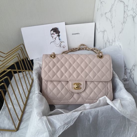 Chanel Quilted Double Pocket Caviar Shoulder Bag AS5695