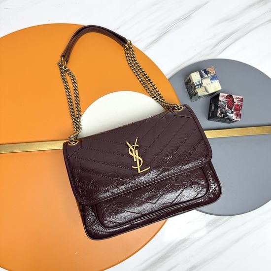 Yves Saint Laurent YSL Niki Crinkled Leather Bag 498894