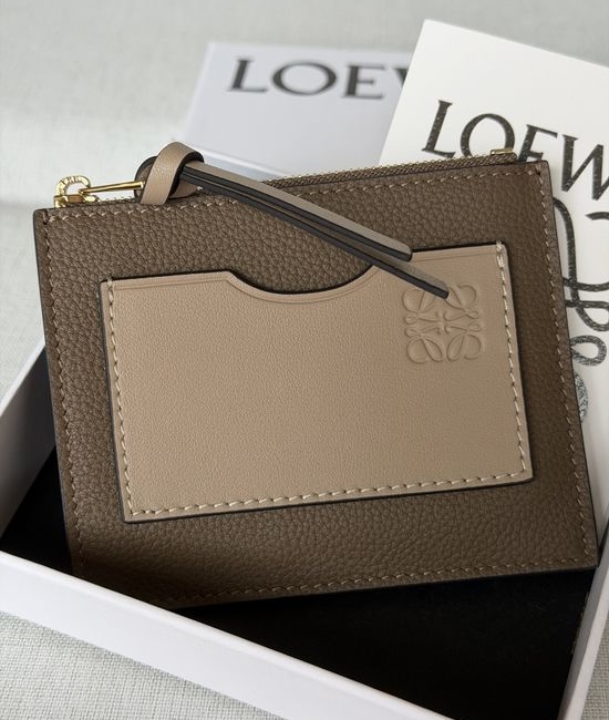Loewe Taupe Leather Card Holder 9777