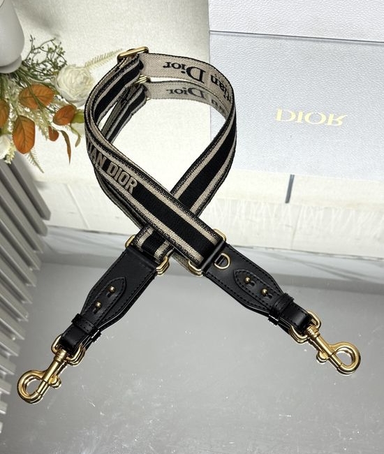 Christian Dior CD Embroidered Adjustable Black Shoulder Strap 9927