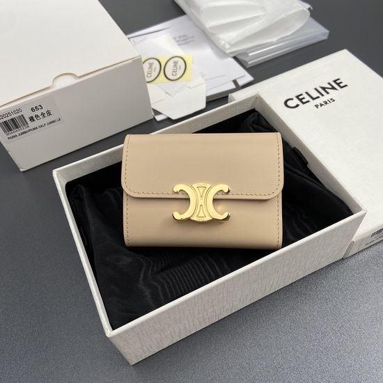 Celine TRIOMPHE Glossy Leather Short Wallet 10L653DS3