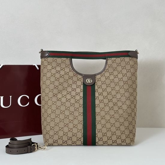 Gucci Handbag Original Leather Beige Coffee 865452