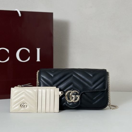 Gucci Shoulder Bag Black with White 751526