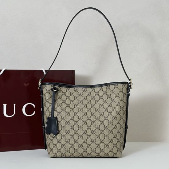 Gucci Handbag Coffee Black Genuine Leather 848881