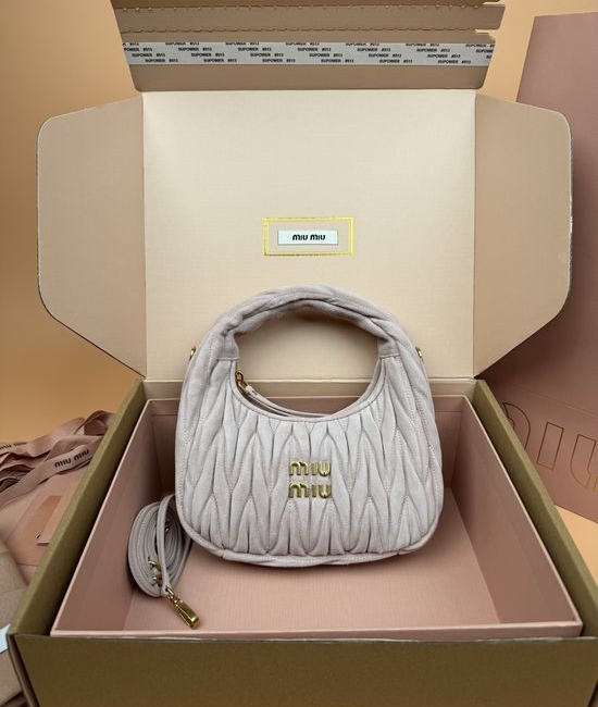 Miu Miu Wander Matelasse Hobo Suede Lambskin Bag 5BC125