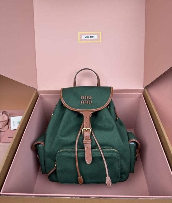 Miu Miu Canvas and Leather Backpack 5BZ042