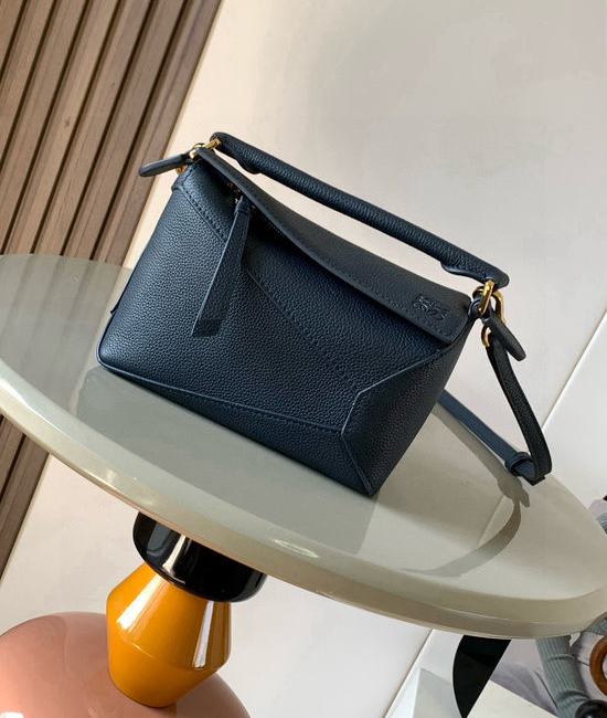 Loewe Puzzle Mini Leather Handbag 9310 Navy Blue