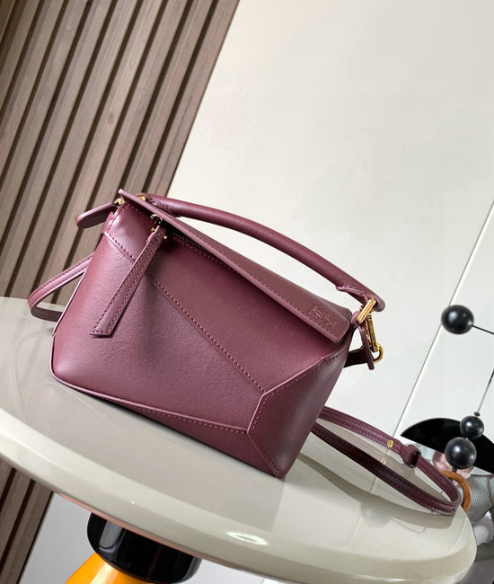 Loewe Puzzle Mini Leather Handbag 9310 Burgundy
