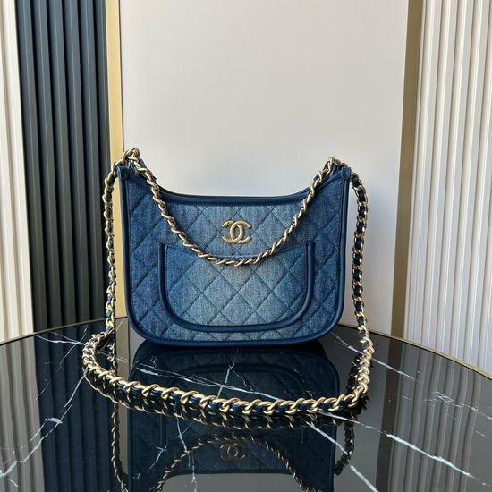 Chanel Denim Hobo Casual Shoulder Bag AS4666