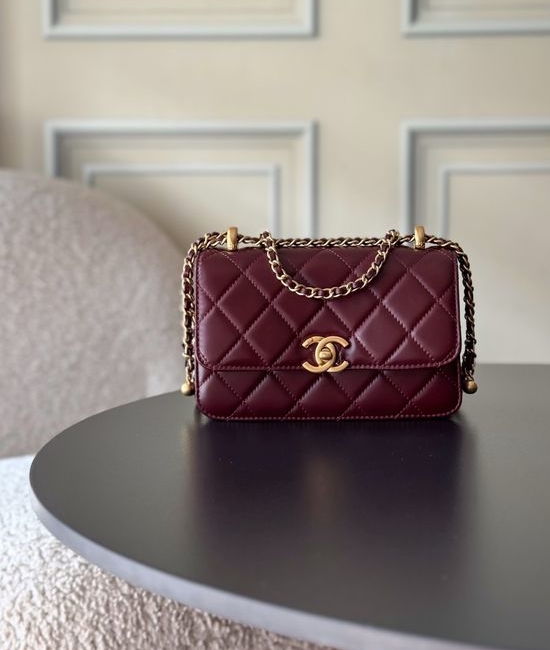 Chanel Double Gold Bead Quilted WOC AS2615