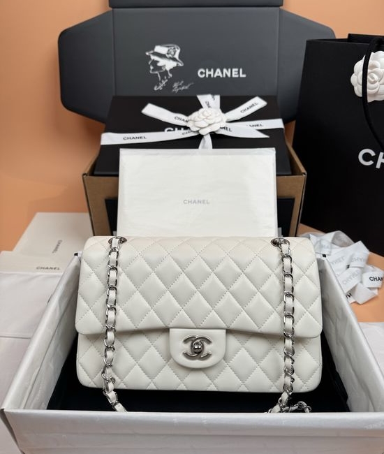 Chanel Classic Flap Lambskin Bag Silver Hardware 1112
